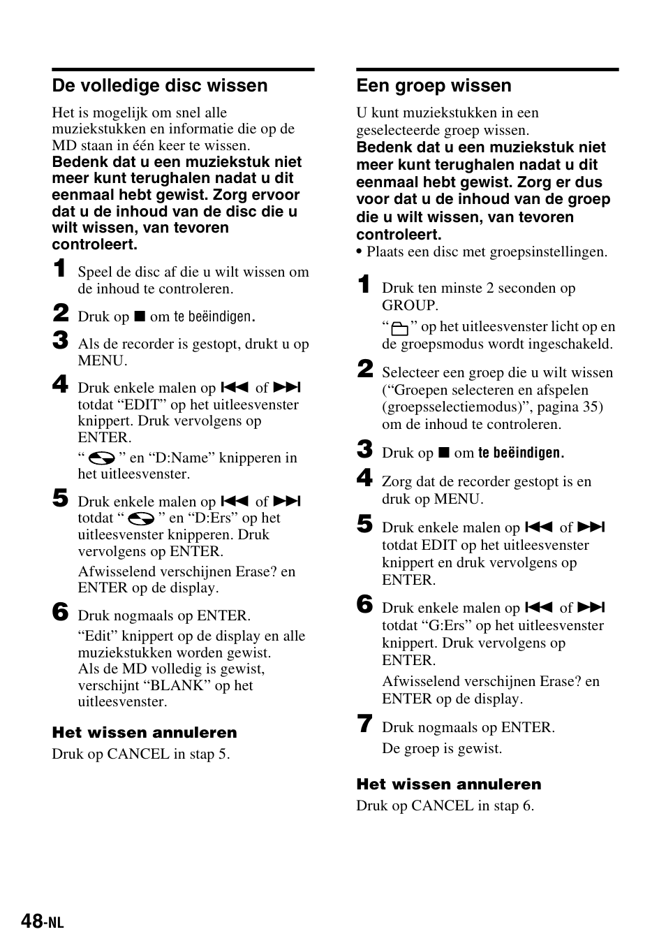 De volledige disc wissen, Een groep wissen, De volledige disc wissen een groep wissen | Sony MZ-S1 User Manual | Page 122 / 220