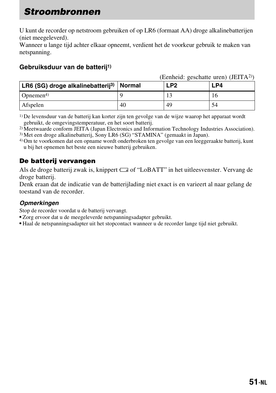 Stroombronnen | Sony MZ-S1 User Manual | Page 125 / 220