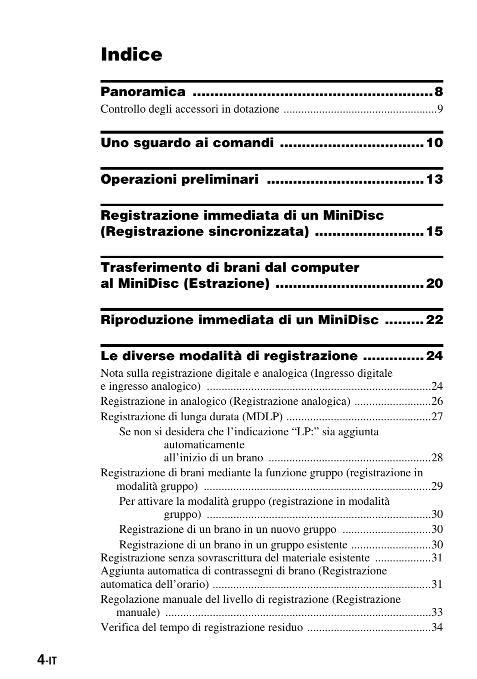 Indice | Sony MZ-S1 User Manual | Page 150 / 220