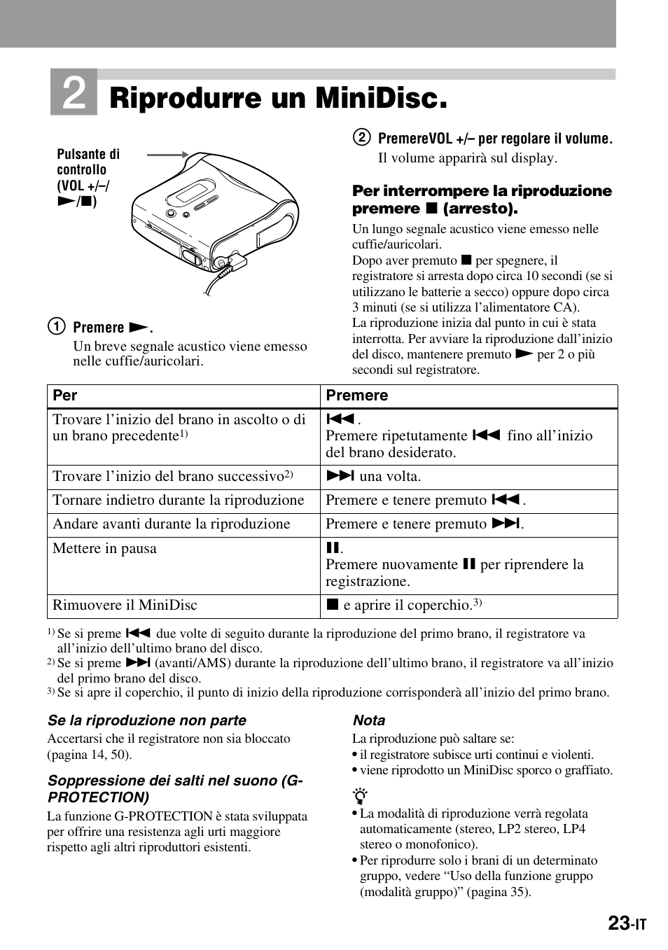 Riprodurre un minidisc | Sony MZ-S1 User Manual | Page 169 / 220