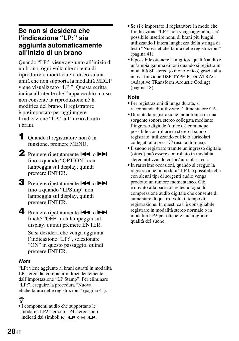 Automaticamente all’inizio di un brano | Sony MZ-S1 User Manual | Page 174 / 220