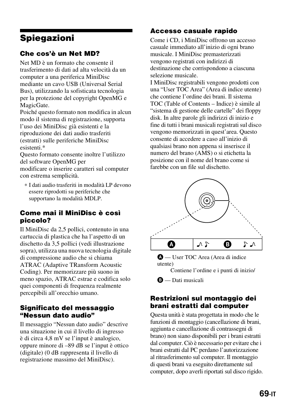 Spiegazioni | Sony MZ-S1 User Manual | Page 215 / 220