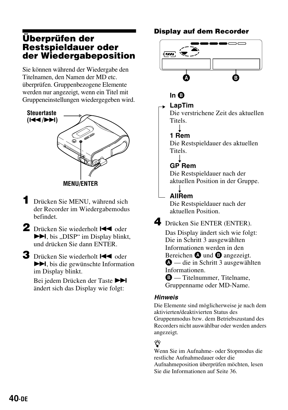 Sony MZ-S1 User Manual | Page 40 / 220