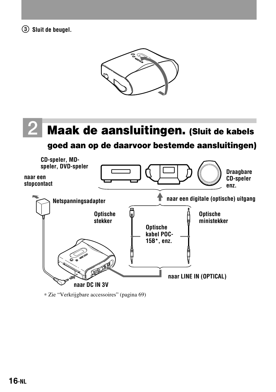 Maak de aansluitingen | Sony MZ-S1 User Manual | Page 90 / 220