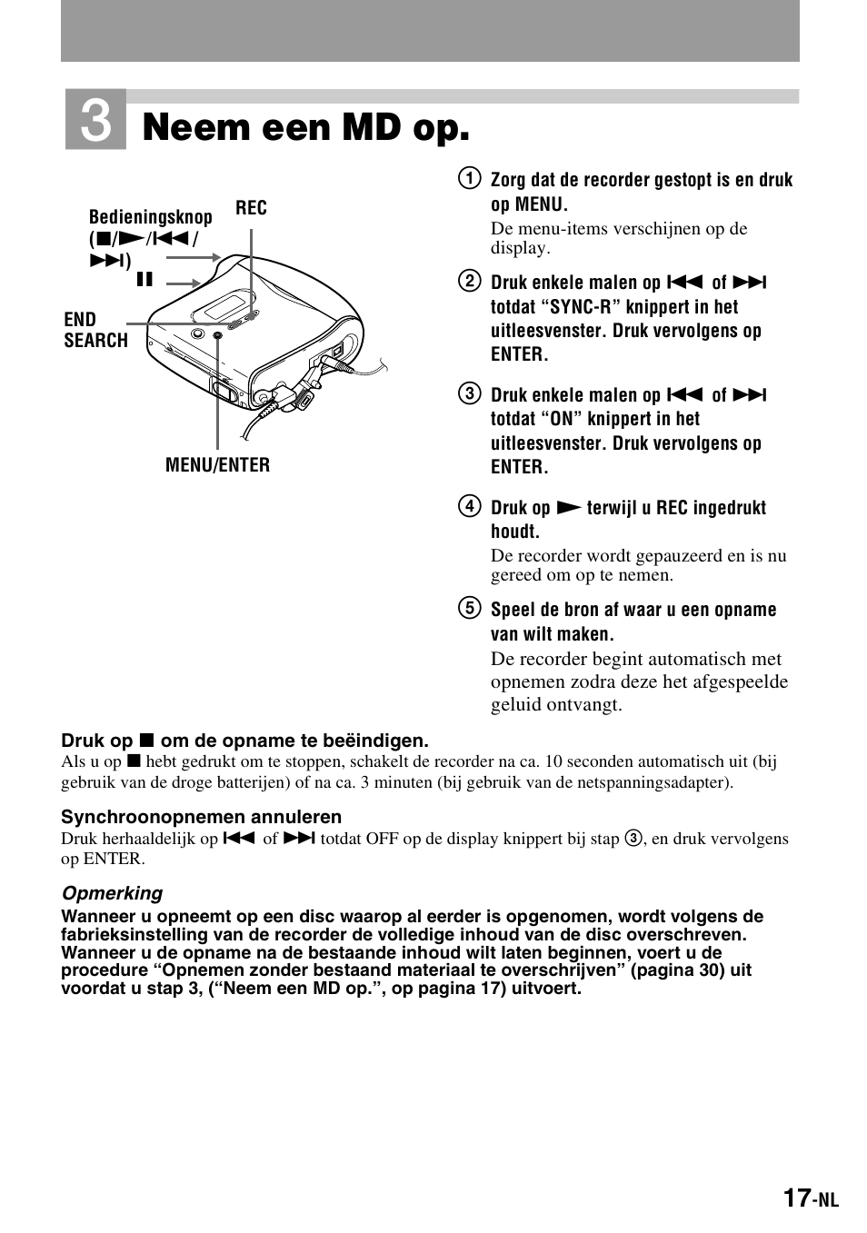 Neem een md op | Sony MZ-S1 User Manual | Page 91 / 220