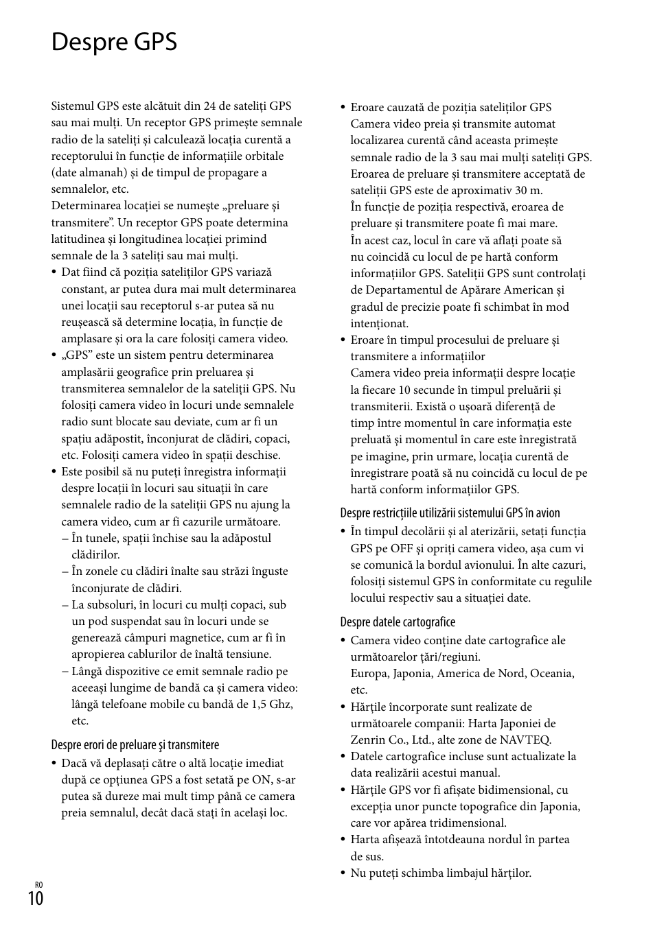 Despre gps | Sony HDR-CX500E User Manual | Page 120 / 156