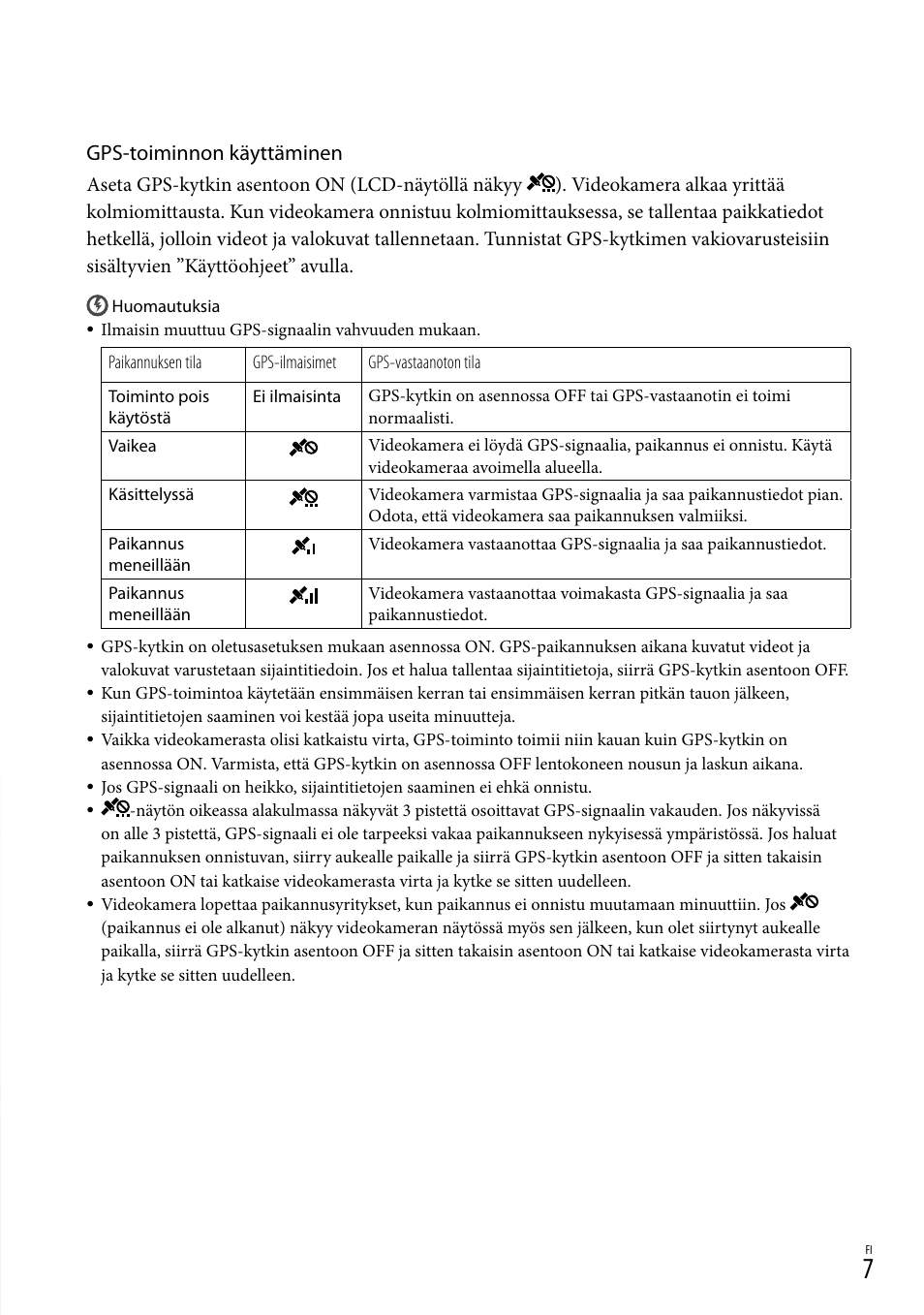 Gps-toiminnon käyttäminen | Sony HDR-CX500E User Manual | Page 147 / 156