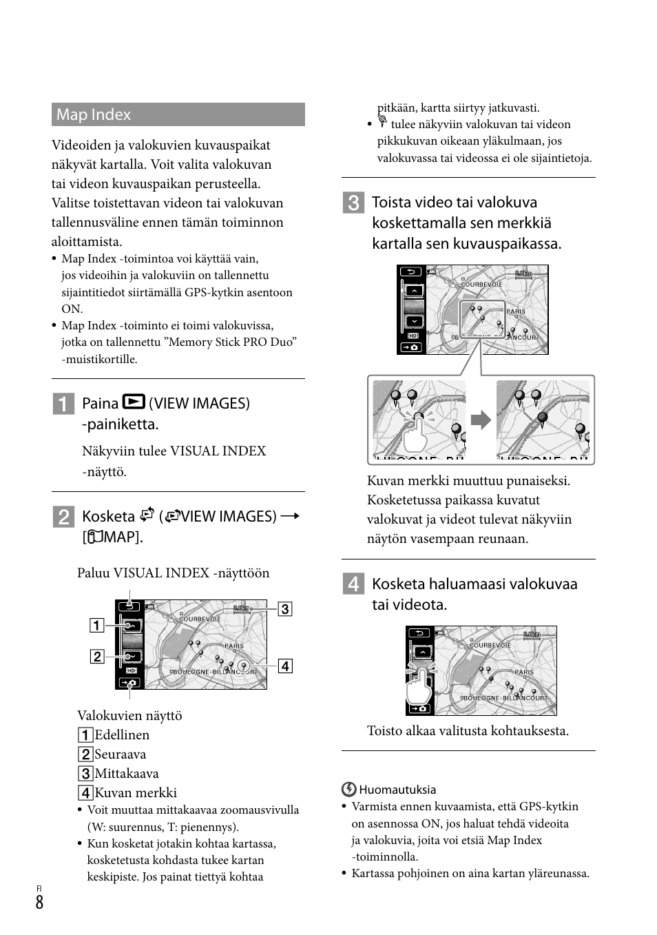 Map index | Sony HDR-CX500E User Manual | Page 148 / 156