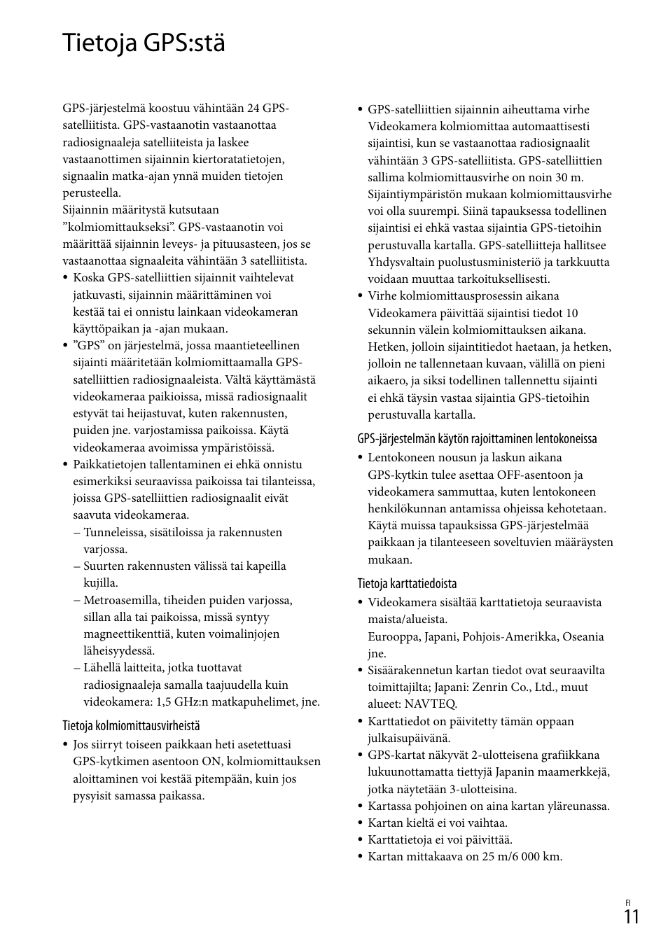 Tietoja gps:stä | Sony HDR-CX500E User Manual | Page 151 / 156