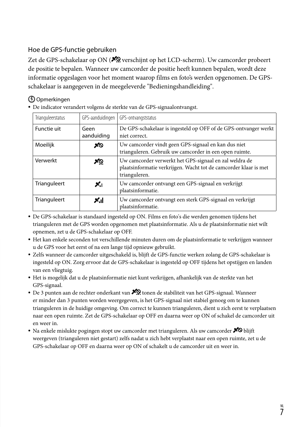 Hoe de gps-functie gebruiken | Sony HDR-CX500E User Manual | Page 19 / 156