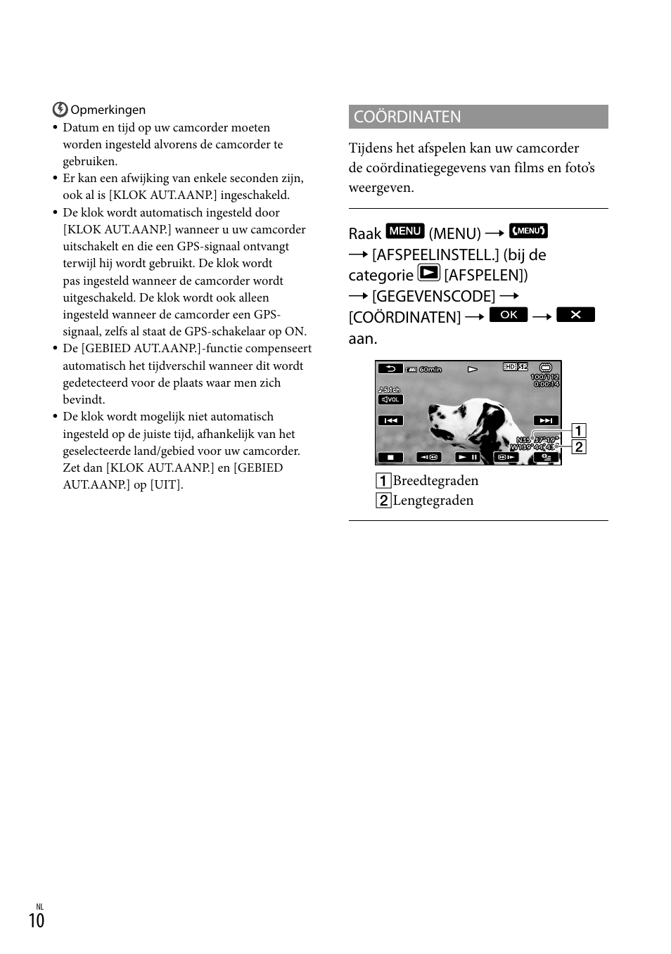 Coördinaten | Sony HDR-CX500E User Manual | Page 22 / 156