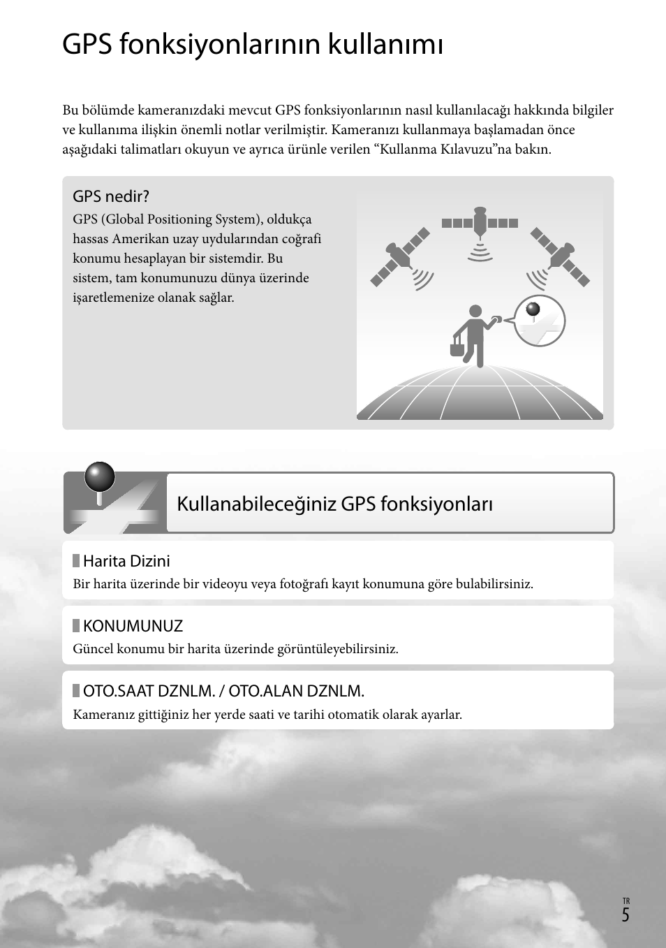 Gps fonksiyonlarının kullanımı, Kullanabileceğiniz gps fonksiyonları | Sony HDR-CX500E User Manual | Page 61 / 156