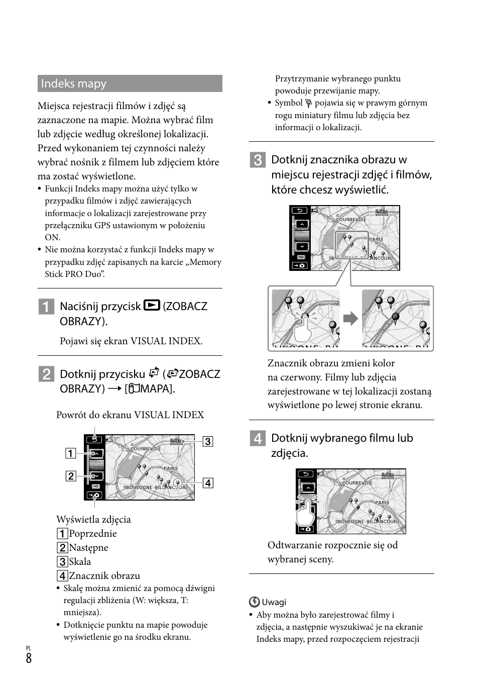 Indeks mapy | Sony HDR-CX500E User Manual | Page 74 / 156