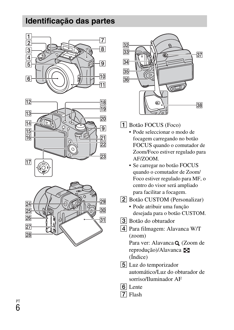 Identificação das partes | Sony DSC-HX200V User Manual | Page 138 / 603