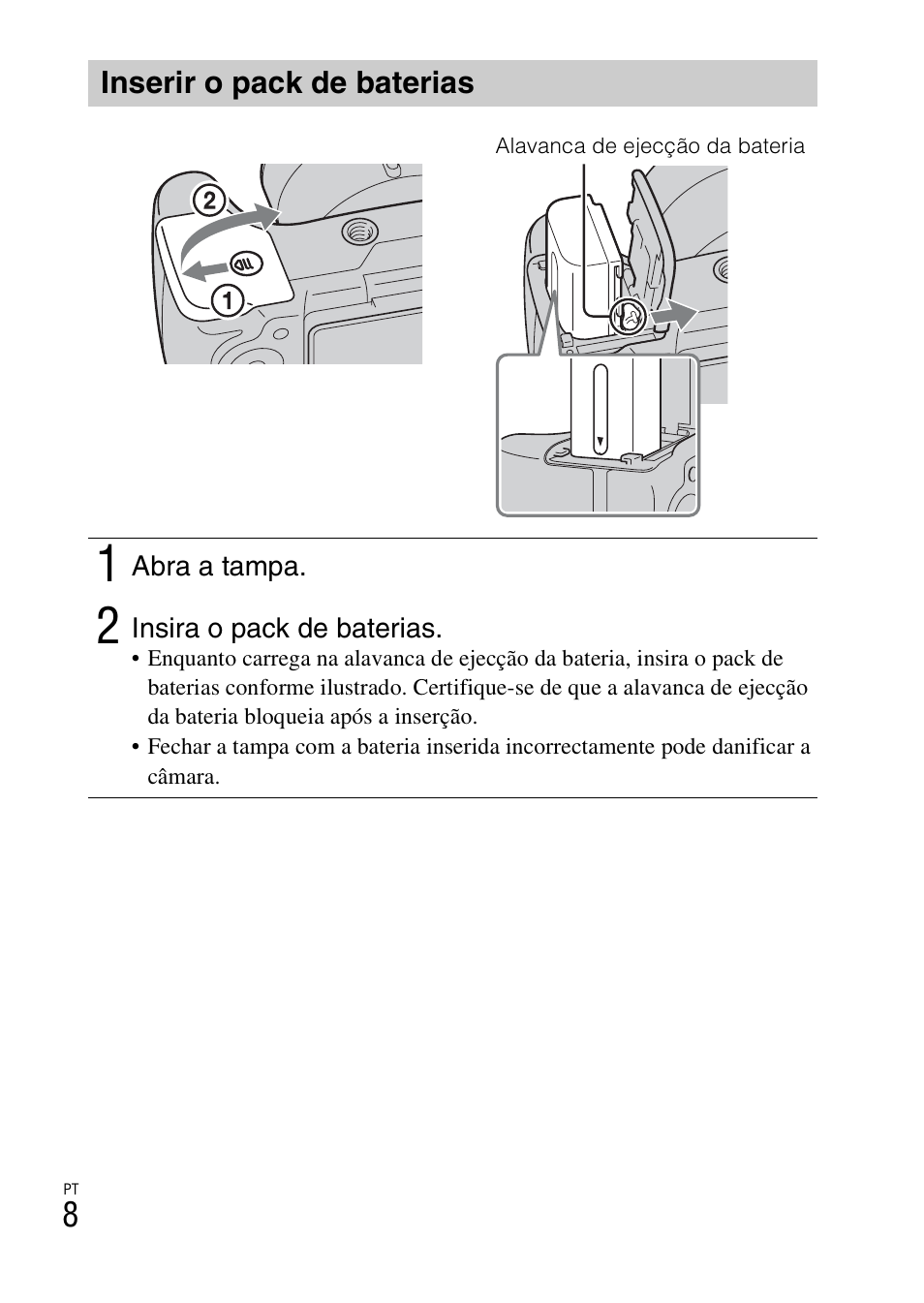 Inserir o pack de baterias | Sony DSC-HX200V User Manual | Page 140 / 603