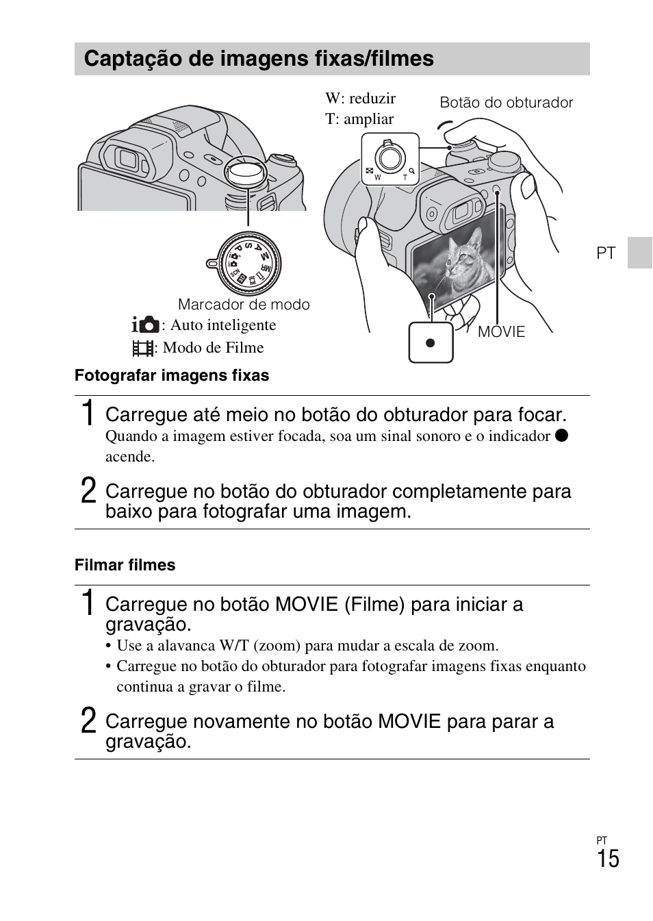 Captação de imagens fixas/filmes | Sony DSC-HX200V User Manual | Page 147 / 603