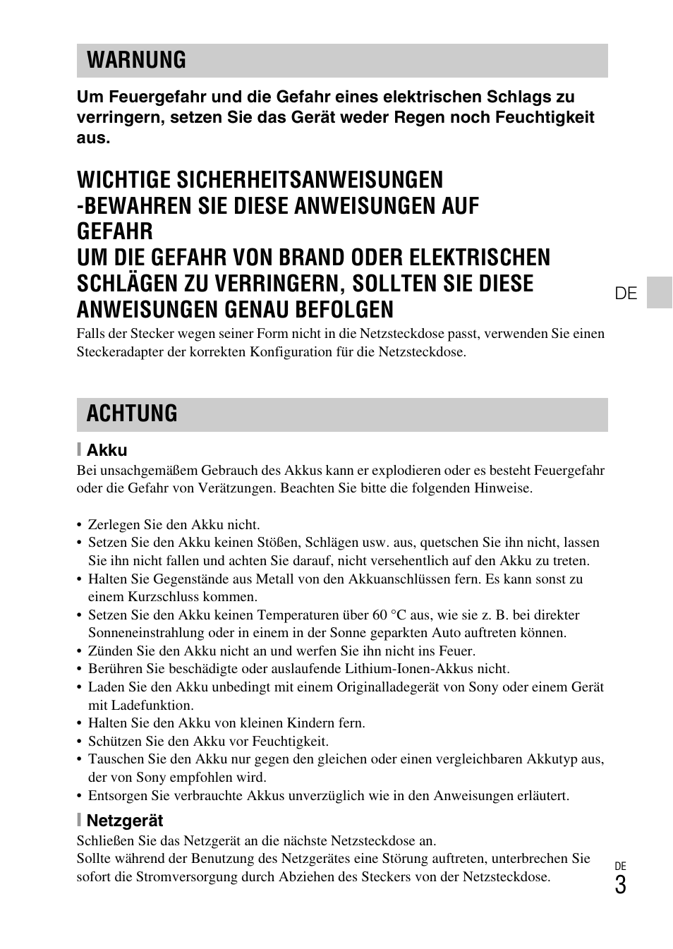 Warnung achtung | Sony DSC-HX200V User Manual | Page 165 / 603