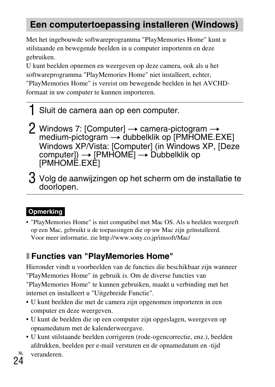 Een computertoepassing installeren (windows) | Sony DSC-HX200V User Manual | Page 216 / 603