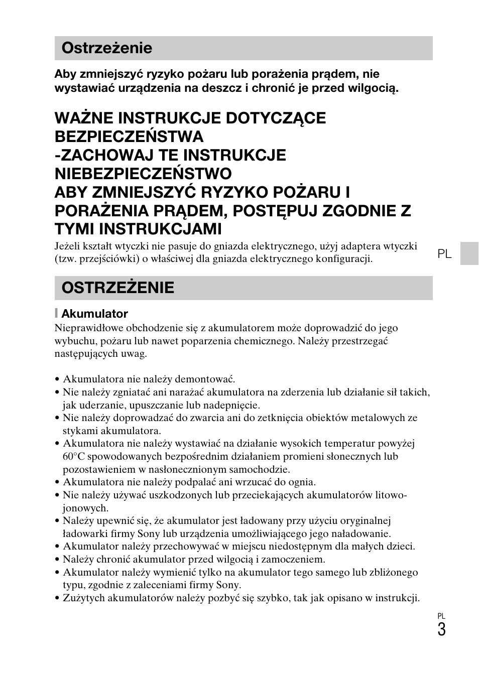 Ostrzeżenie ostrzeżenie | Sony DSC-HX200V User Manual | Page 227 / 603