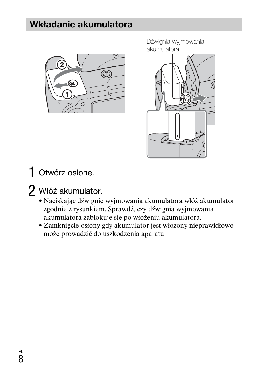 Wkładanie akumulatora | Sony DSC-HX200V User Manual | Page 232 / 603