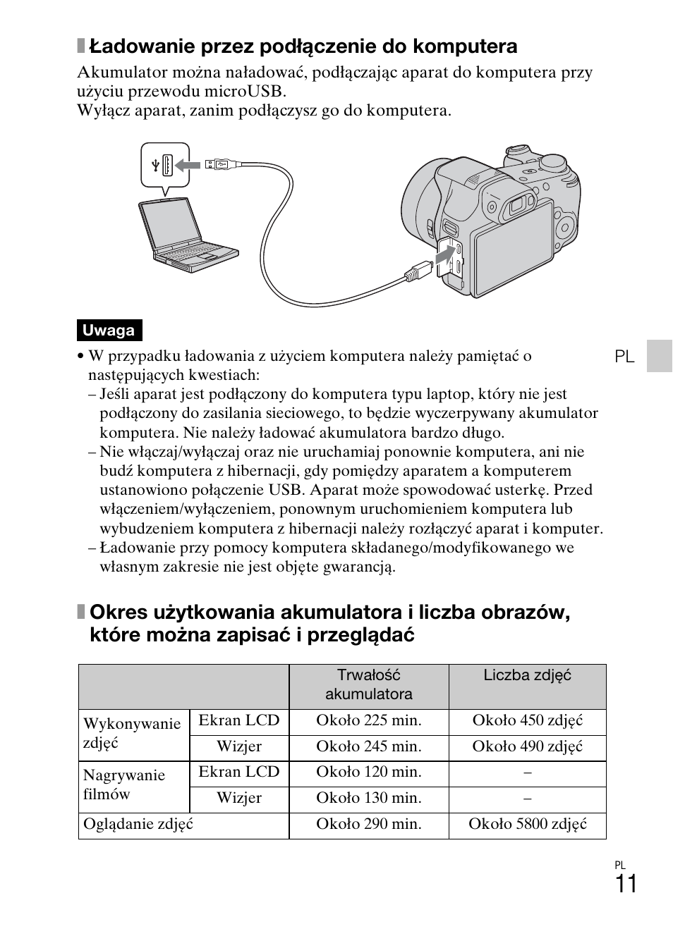 Xładowanie przez podłączenie do komputera | Sony DSC-HX200V User Manual | Page 235 / 603