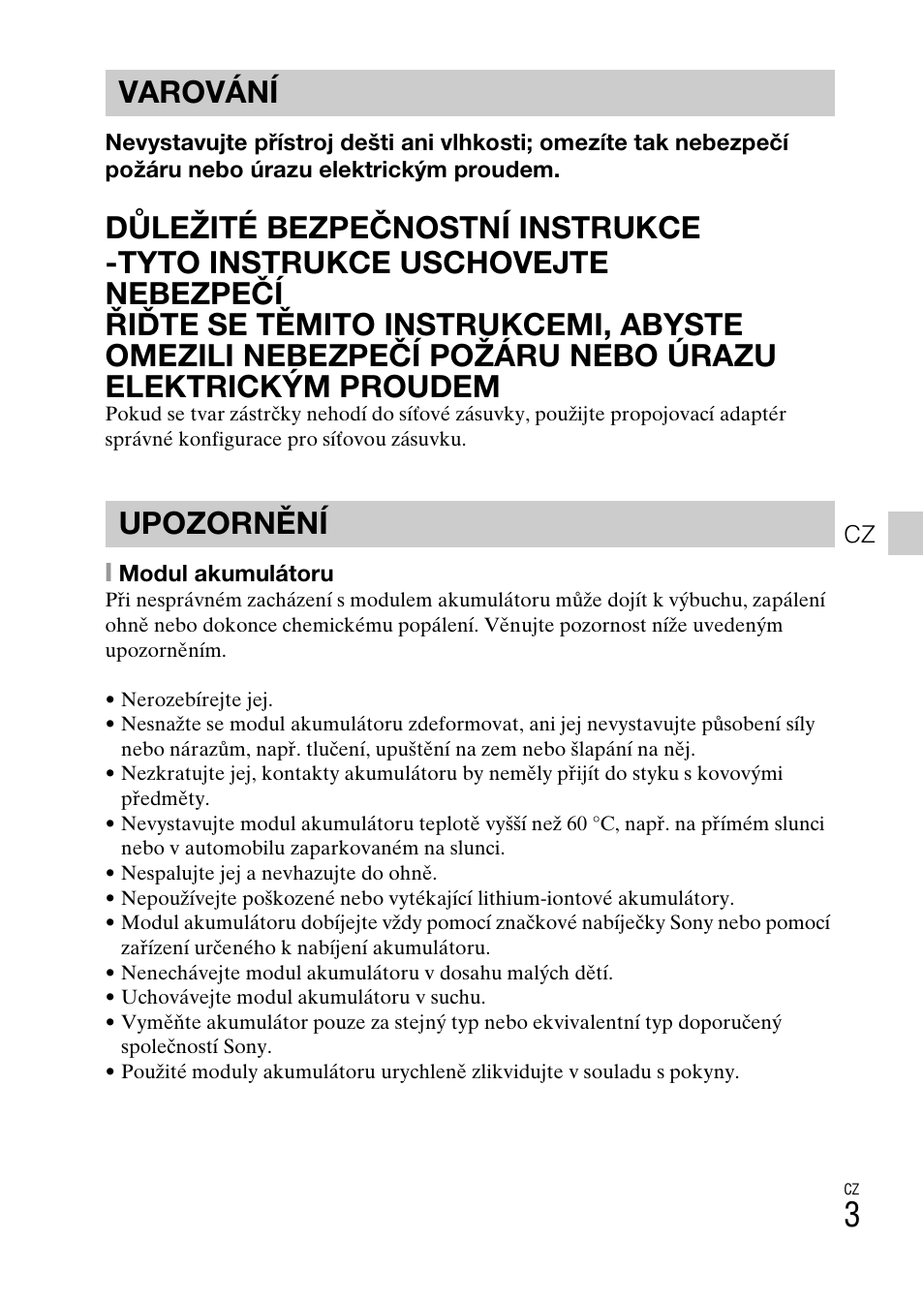 Varování upozornění | Sony DSC-HX200V User Manual | Page 257 / 603