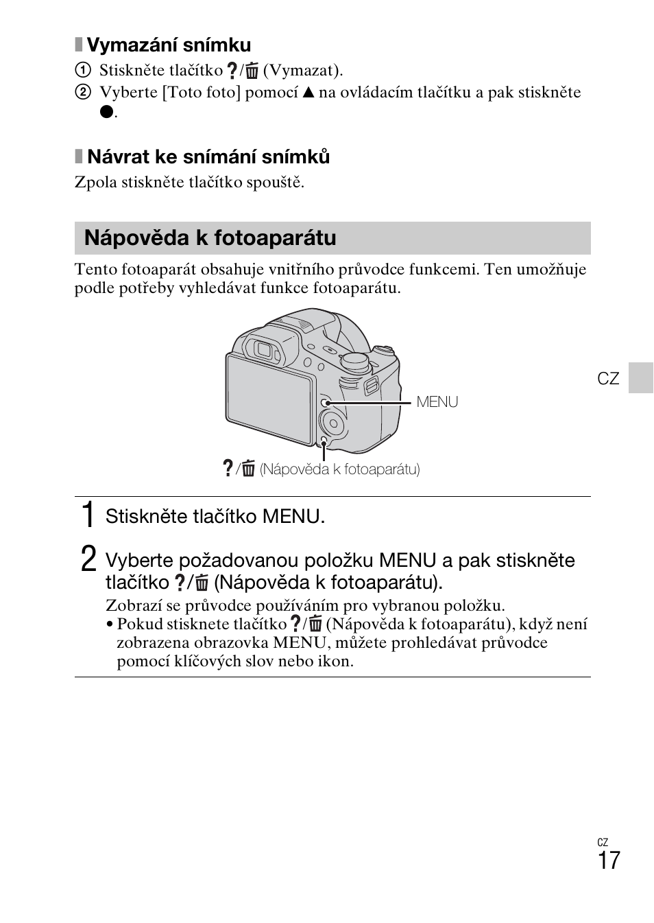 Nápověda k fotoaparátu | Sony DSC-HX200V User Manual | Page 271 / 603