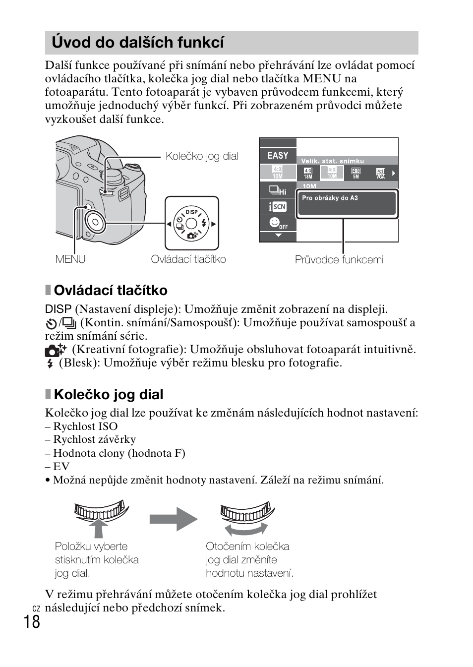 Úvod do dalších funkcí, Xovládací tlačítko, Xkolečko jog dial | Sony DSC-HX200V User Manual | Page 272 / 603