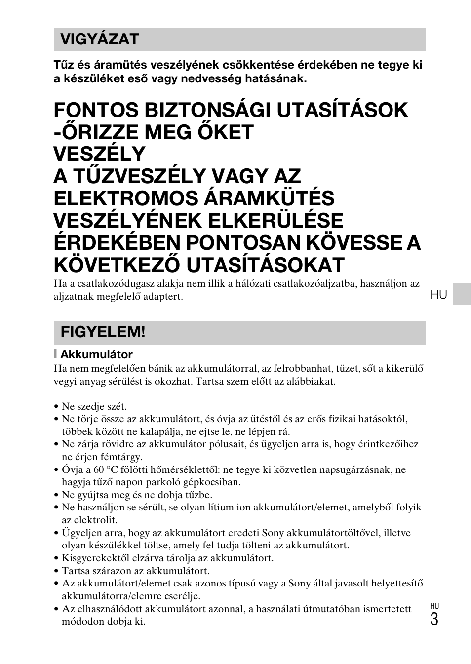 Vigyázat figyelem | Sony DSC-HX200V User Manual | Page 287 / 603