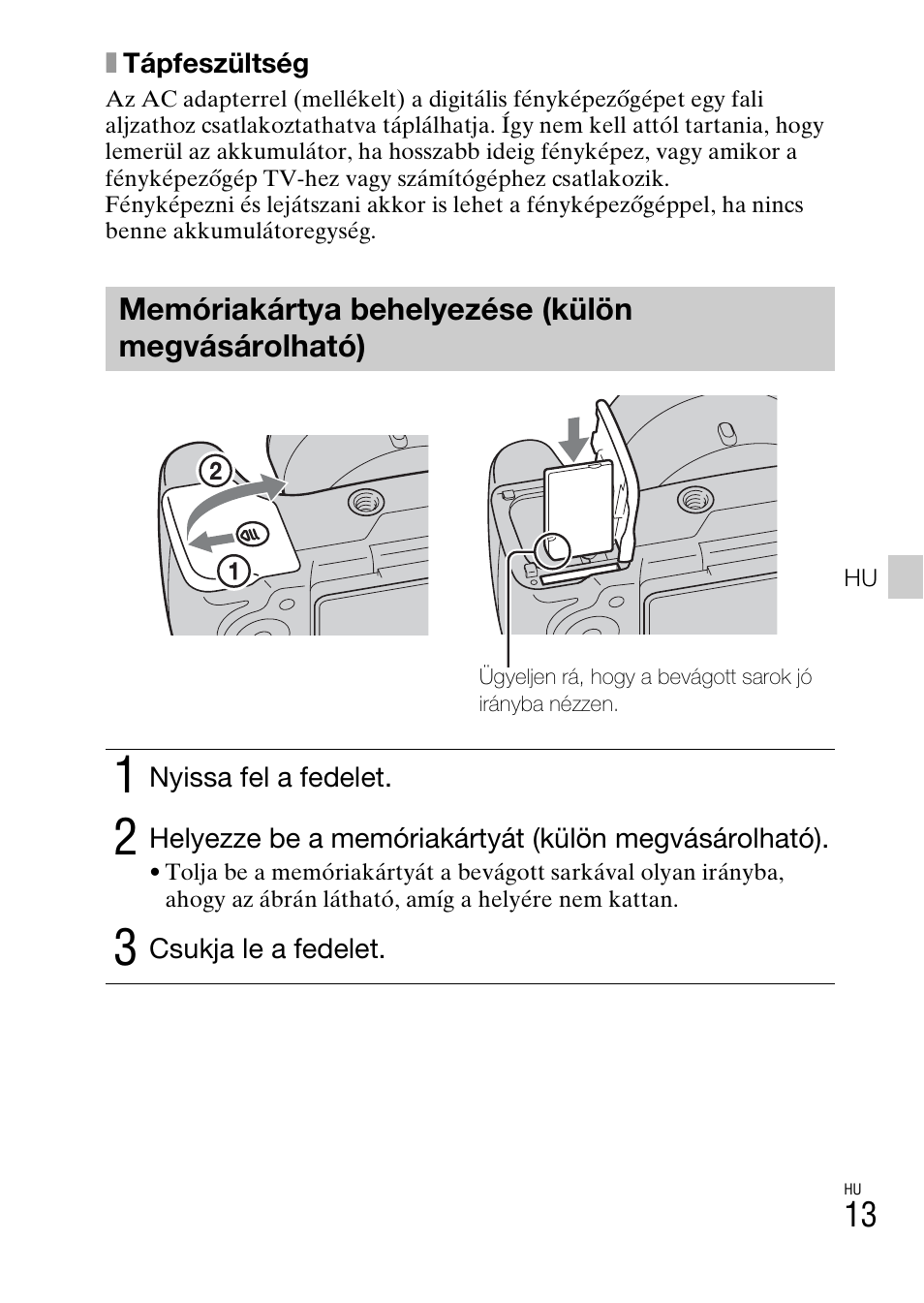Memóriakártya behelyezése (külön megvásárolható) | Sony DSC-HX200V User Manual | Page 297 / 603