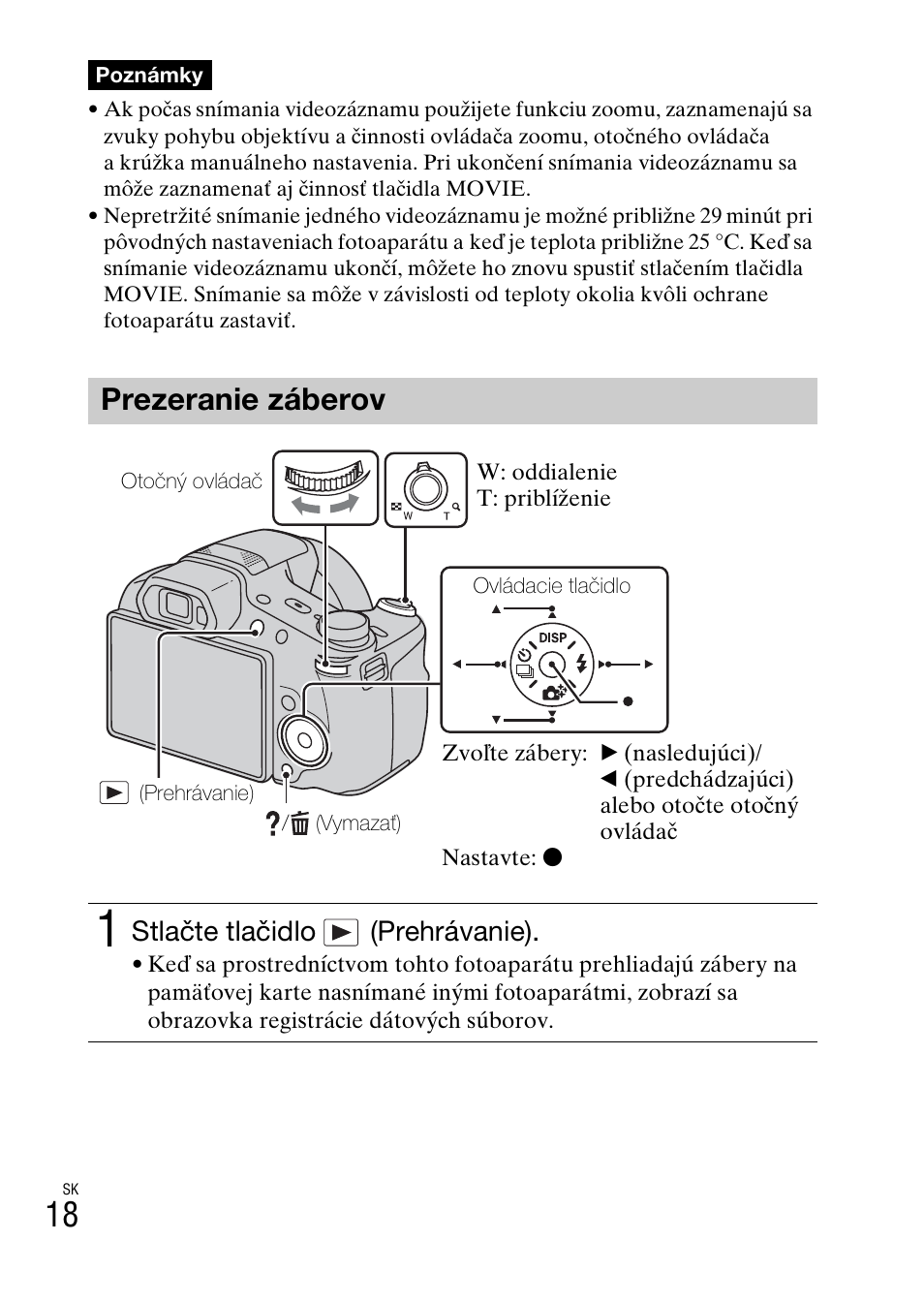 Prezeranie záberov, Stlačte tlačidlo (prehrávanie) | Sony DSC-HX200V User Manual | Page 334 / 603