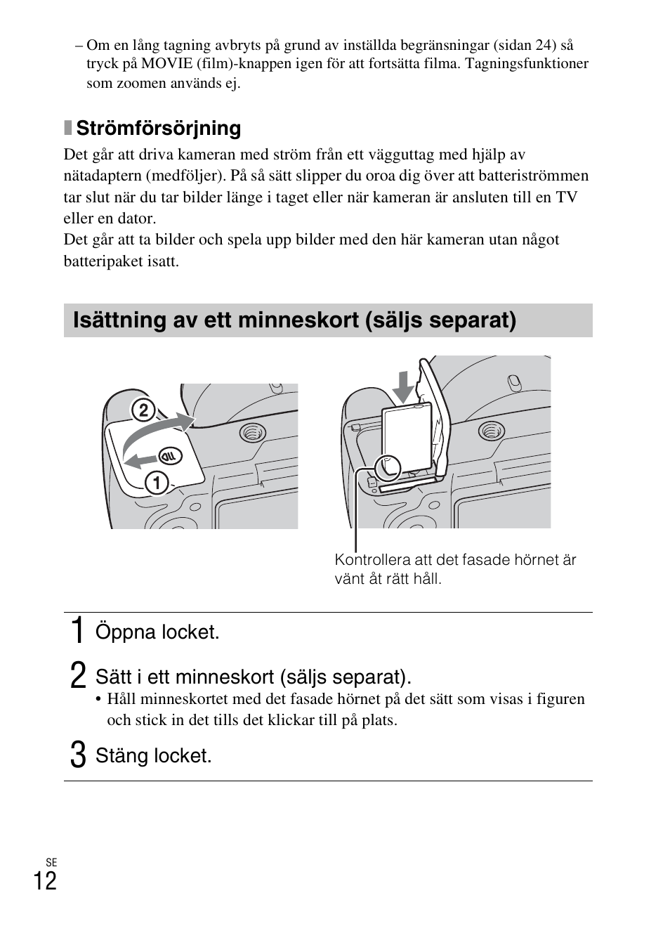Isättning av ett minneskort (säljs separat) | Sony DSC-HX200V User Manual | Page 360 / 603