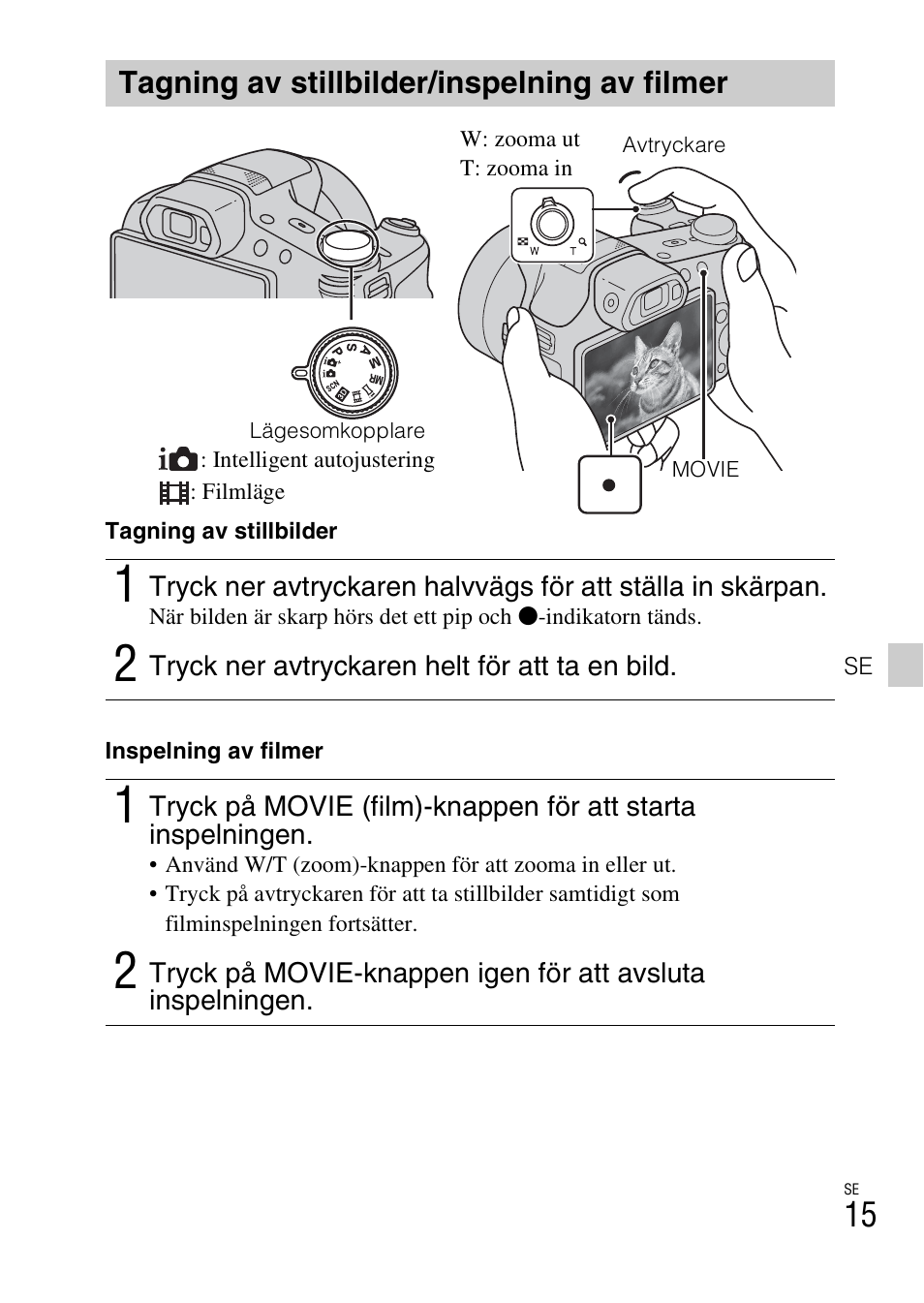 Tagning av stillbilder/inspelning av filmer | Sony DSC-HX200V User Manual | Page 363 / 603