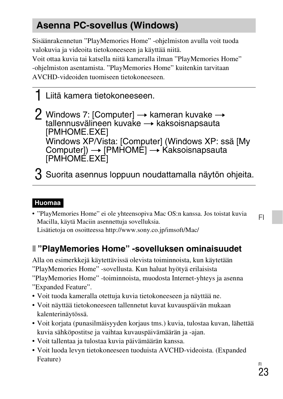 Asenna pc-sovellus (windows) | Sony DSC-HX200V User Manual | Page 401 / 603