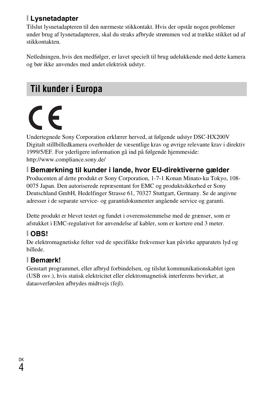 Til kunder i europa | Sony DSC-HX200V User Manual | Page 442 / 603