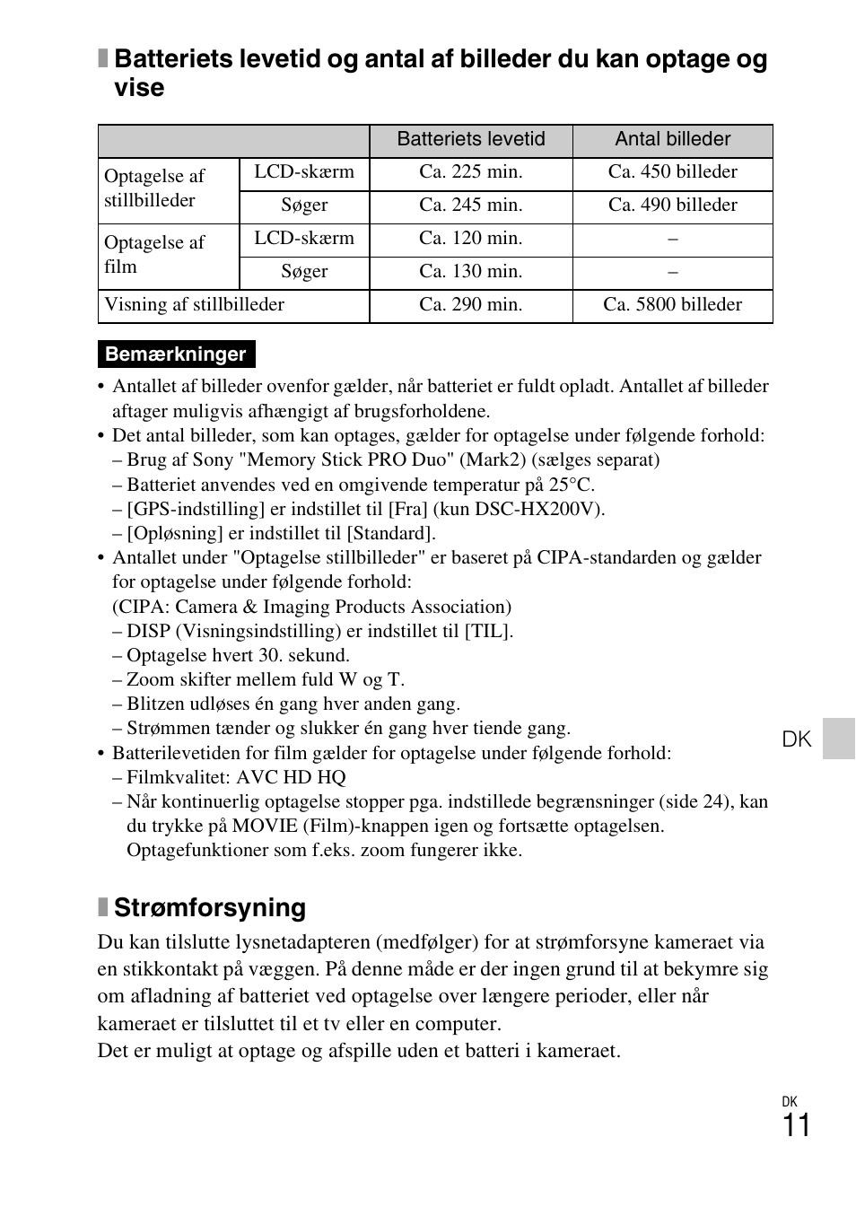 Xstrømforsyning | Sony DSC-HX200V User Manual | Page 449 / 603