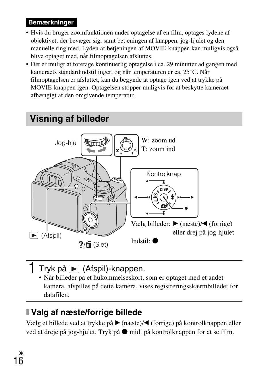 Visning af billeder, Xvalg af næste/forrige billede, Tryk på (afspil)-knappen | Sony DSC-HX200V User Manual | Page 454 / 603