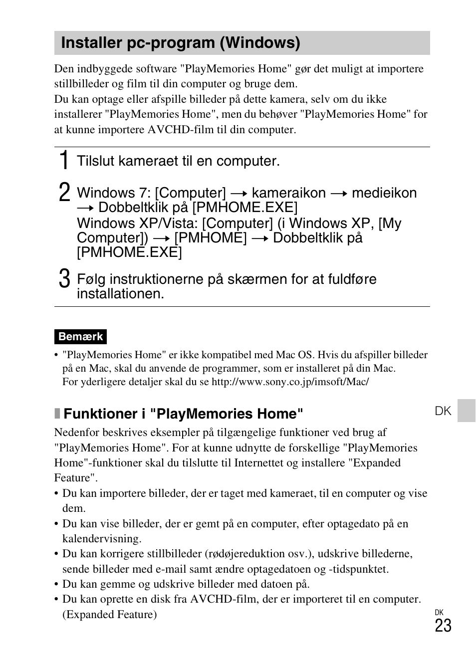 Installer pc-program (windows) | Sony DSC-HX200V User Manual | Page 461 / 603