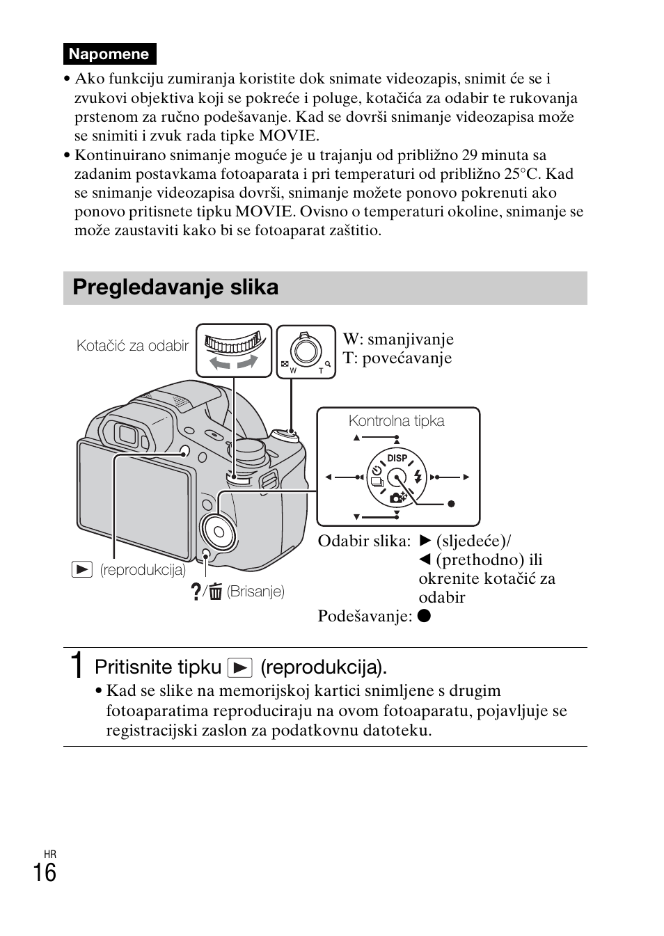 Pregledavanje slika, Pritisnite tipku (reprodukcija) | Sony DSC-HX200V User Manual | Page 484 / 603