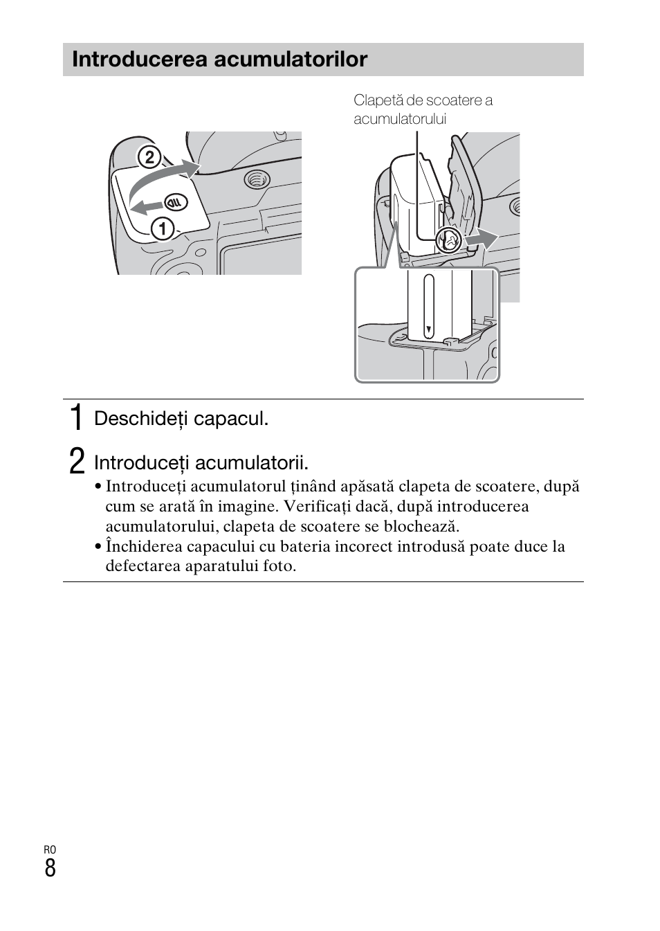 Introducerea acumulatorilor | Sony DSC-HX200V User Manual | Page 506 / 603
