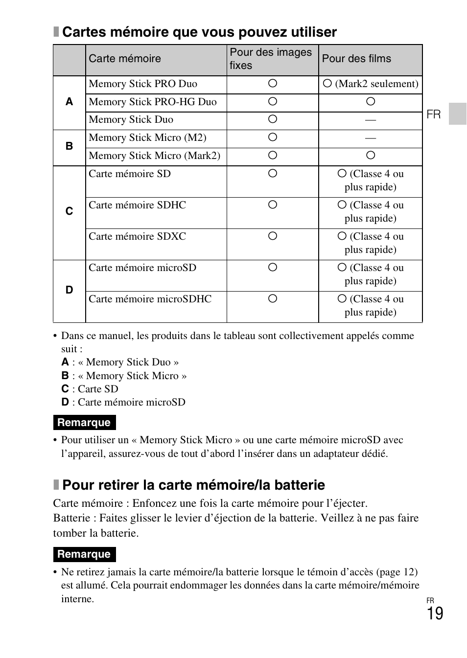 Xcartes mémoire que vous pouvez utiliser, Xpour retirer la carte mémoire/la batterie | Sony DSC-HX200V User Manual | Page 55 / 603
