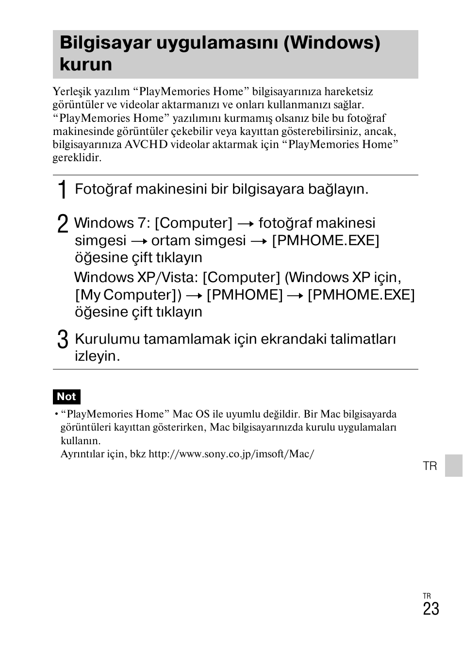 Bilgisayar uygulamasını (windows) kurun | Sony DSC-HX200V User Manual | Page 553 / 603