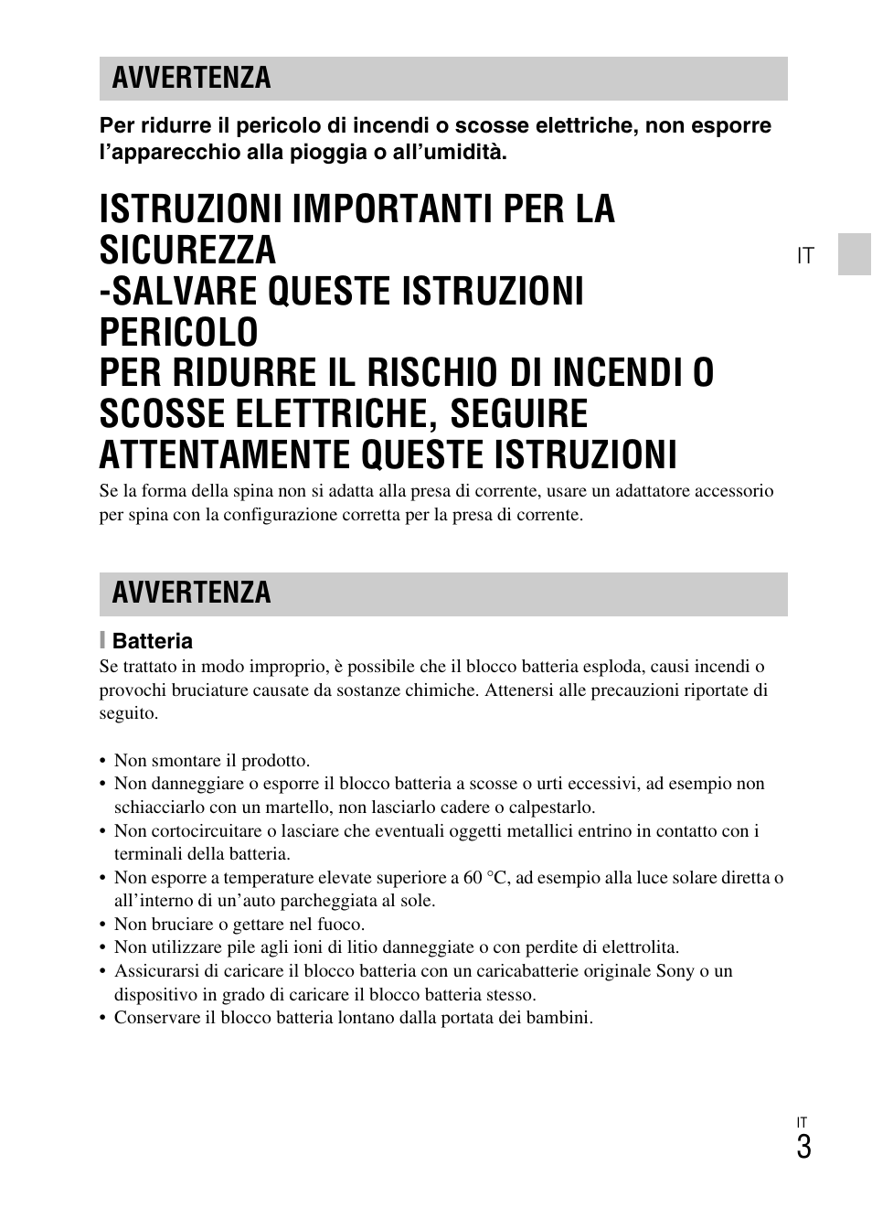 Avvertenza | Sony DSC-HX200V User Manual | Page 75 / 603