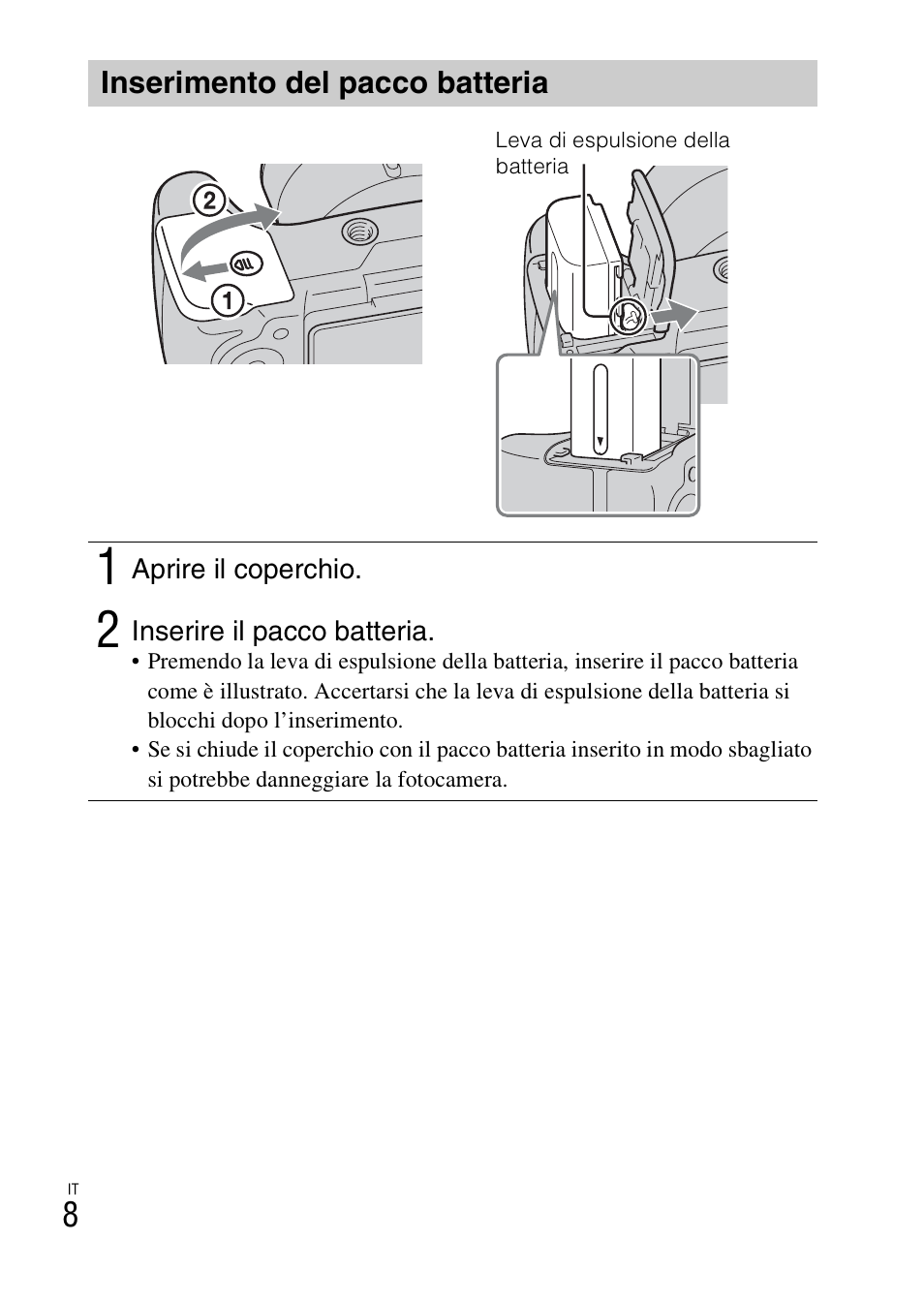 Inserimento del pacco batteria | Sony DSC-HX200V User Manual | Page 80 / 603