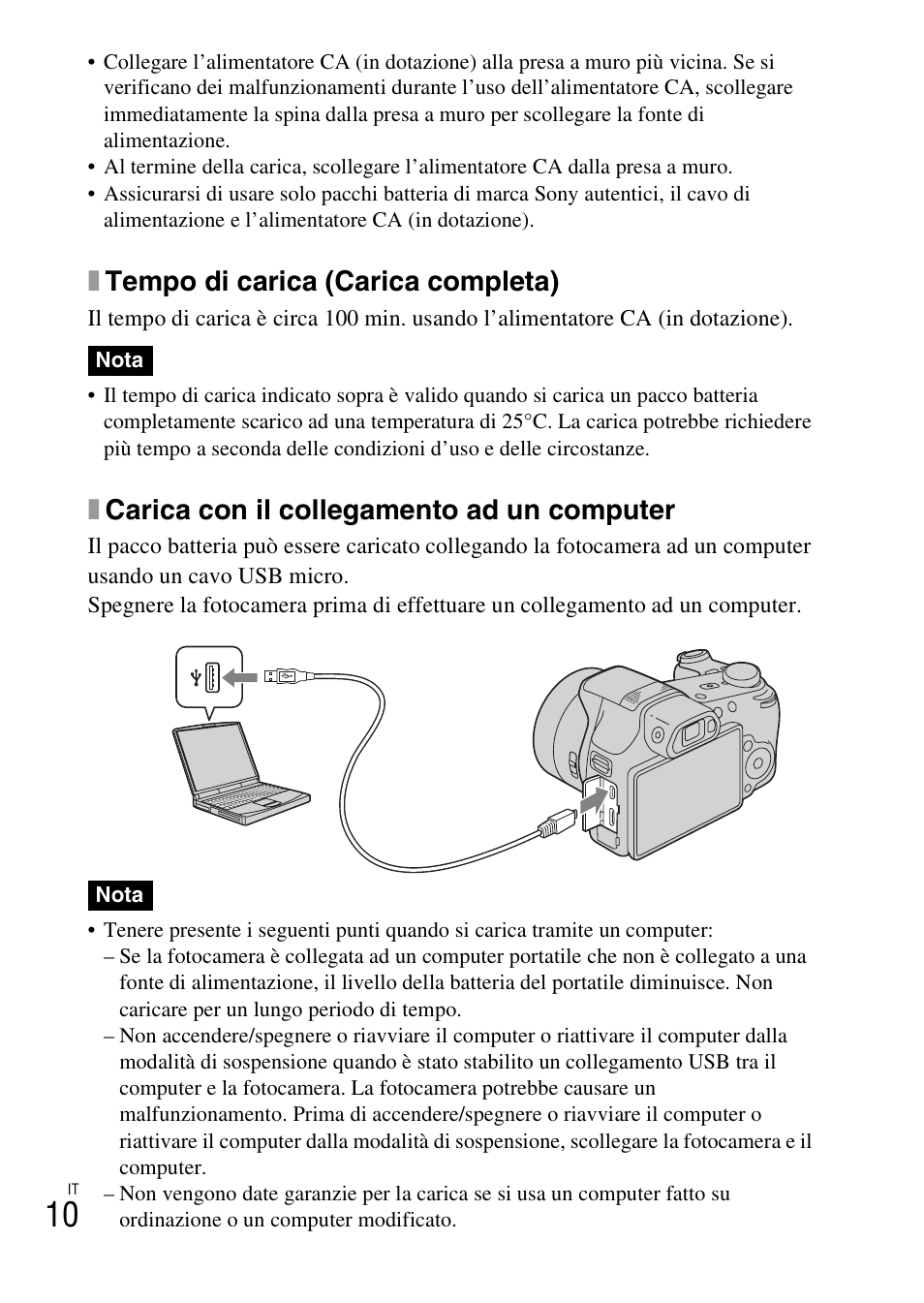 Xtempo di carica (carica completa), Xcarica con il collegamento ad un computer | Sony DSC-HX200V User Manual | Page 82 / 603