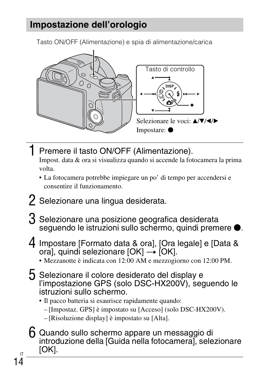 Impostazione dell’orologio | Sony DSC-HX200V User Manual | Page 86 / 603