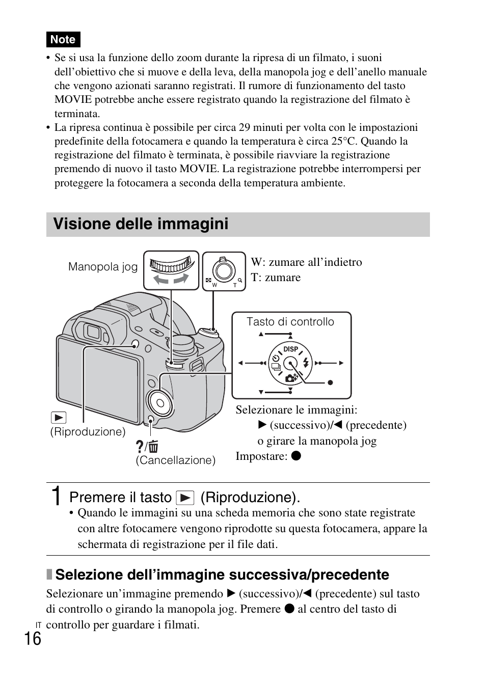 Visione delle immagini, Xselezione dell’immagine successiva/precedente, Premere il tasto (riproduzione) | Sony DSC-HX200V User Manual | Page 88 / 603