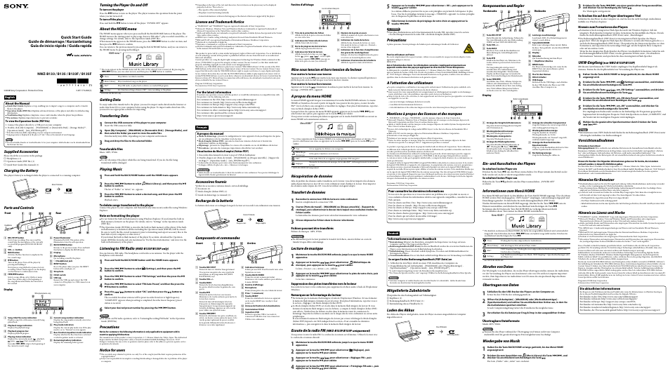 Sony NWZ-B133 User Manual | 2 pages