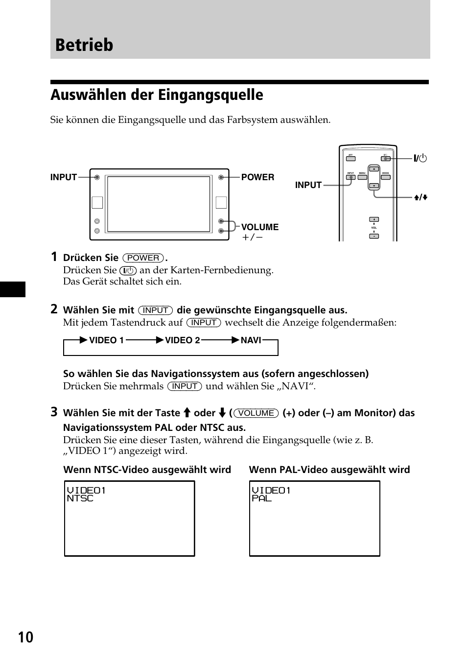 Betrieb, Auswählen der eingangsquelle | Sony XVM-F65 User Manual | Page 28 / 92