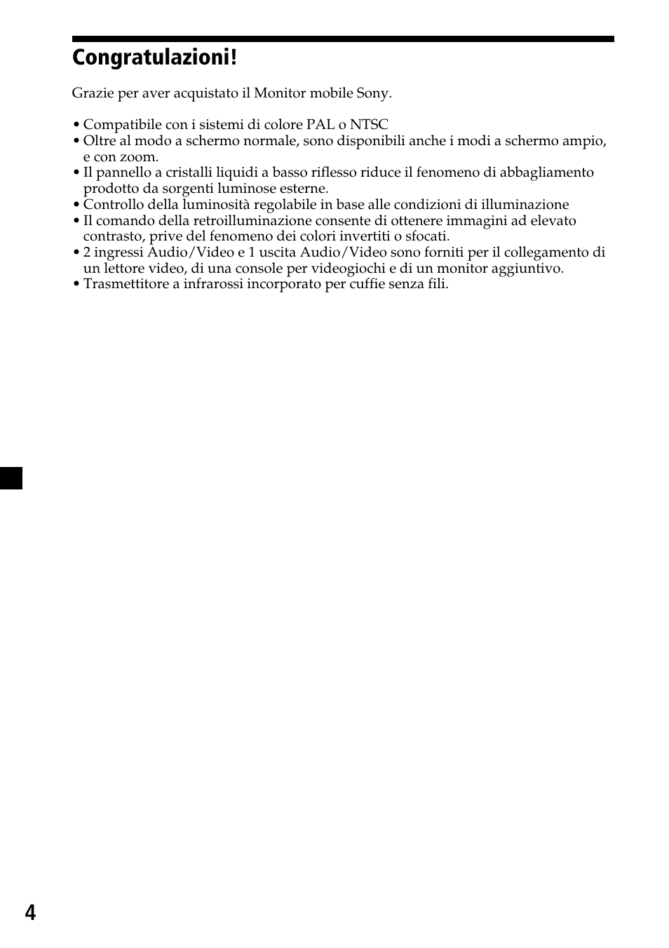 Congratulazioni, 4congratulazioni | Sony XVM-F65 User Manual | Page 58 / 92